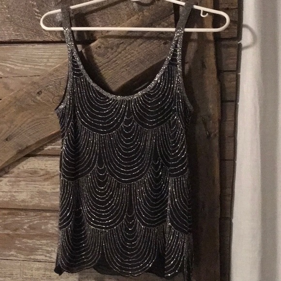 Joie Devani Scallop Beaded Tank Black Top Size XS - Picture 2 of 4